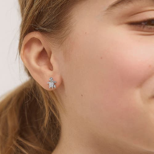 In Season Jewelry Cubic Zirconia Turtle Earrings In Silver