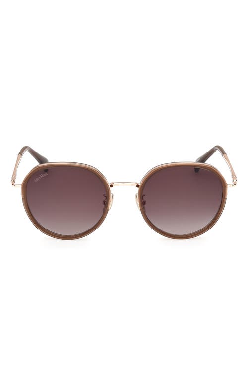 Shop Max Mara 54mm Round Sunglasses In Shiny Light Brown/smoke