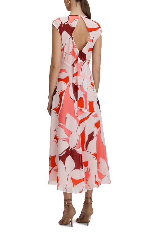 Reiss Becci Floral Midi Dress In Red