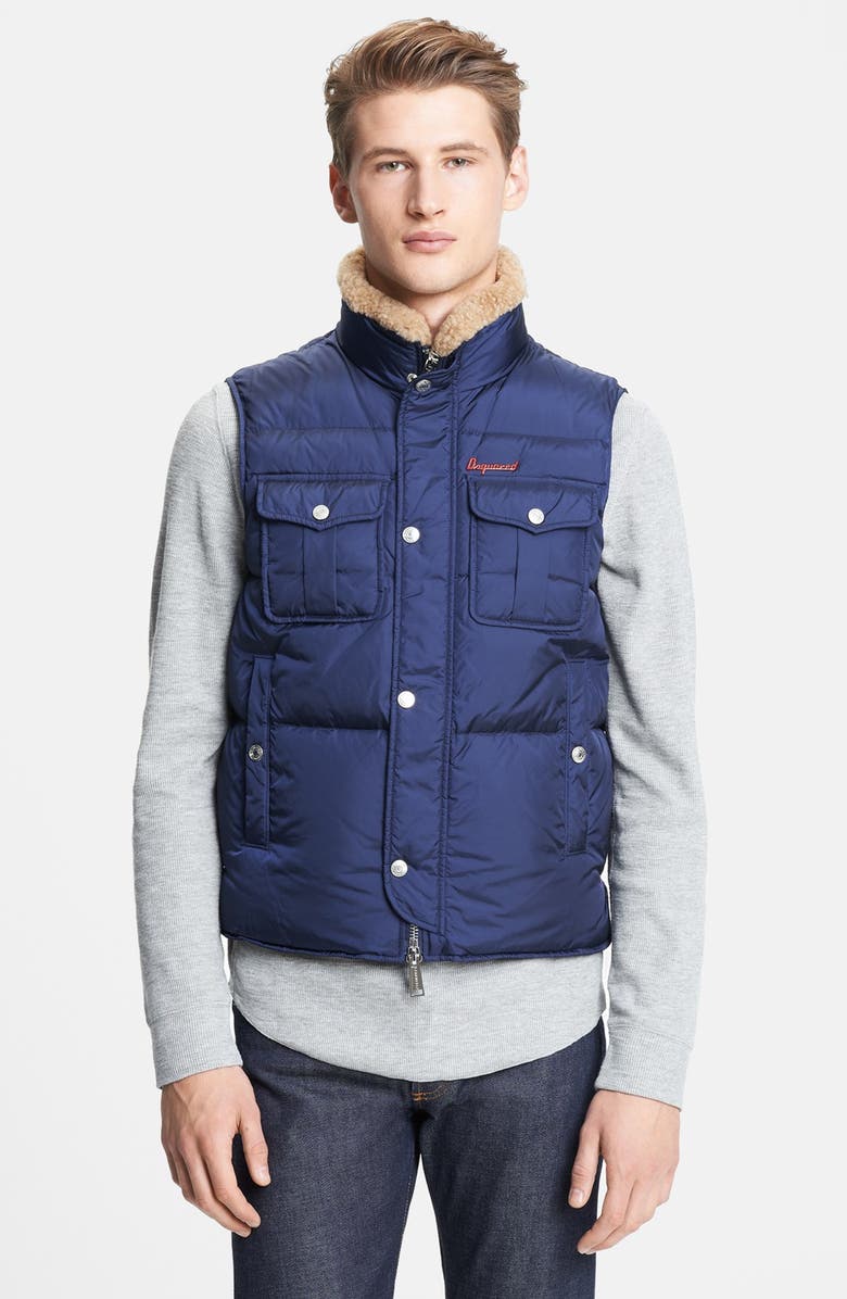 Dsquared2 Down Vest with Genuine Lamb Shearling Collar | Nordstrom