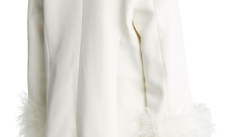 HOUSE OF CB HOUSE OF CB IMAN FEATHER TRIM OVERSIZE CREPE BLAZER