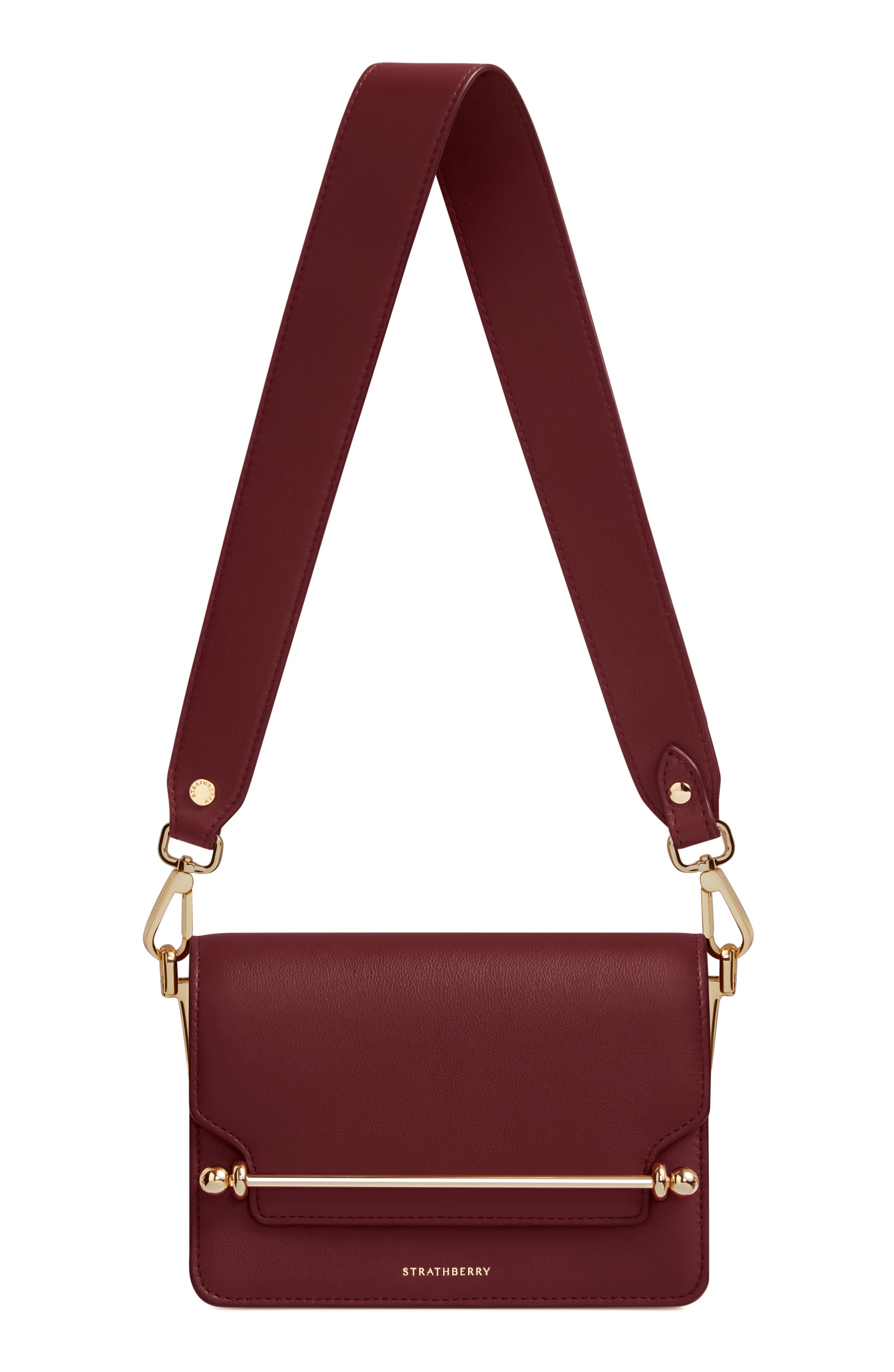 Strathberry Mini East/West Leather Shoulder Bag in Oxblood 