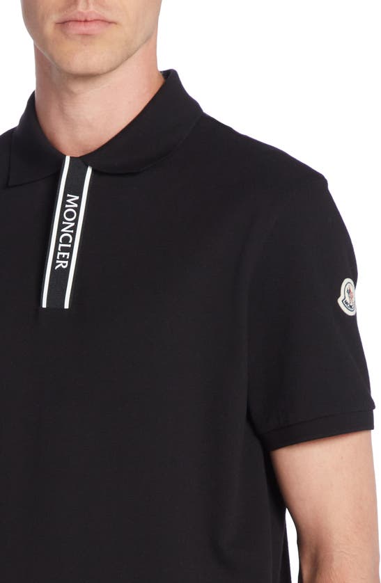 Shop Moncler Short Sleeve Cotton Polo In Black