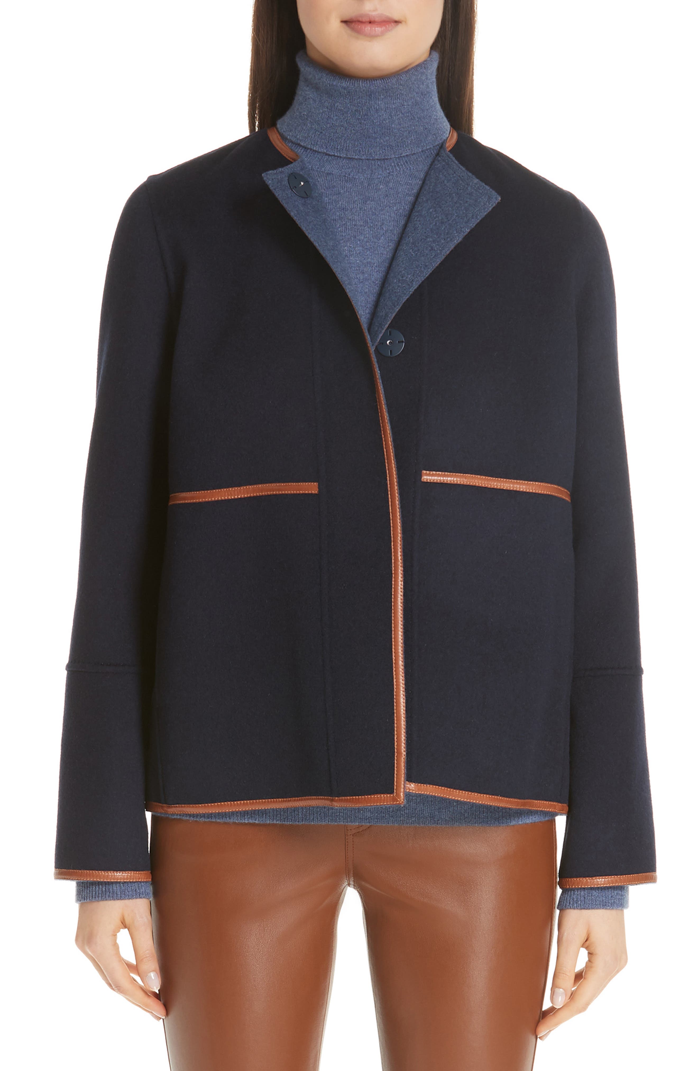 Lafayette 148 New York Rayen Leather Trim Reversible Jacket Nordstrom