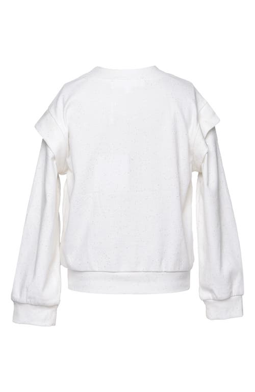 Shop Truly Me Kids' Reindeer Ruffle Stretch Cotton Sweatshirt In Ivory