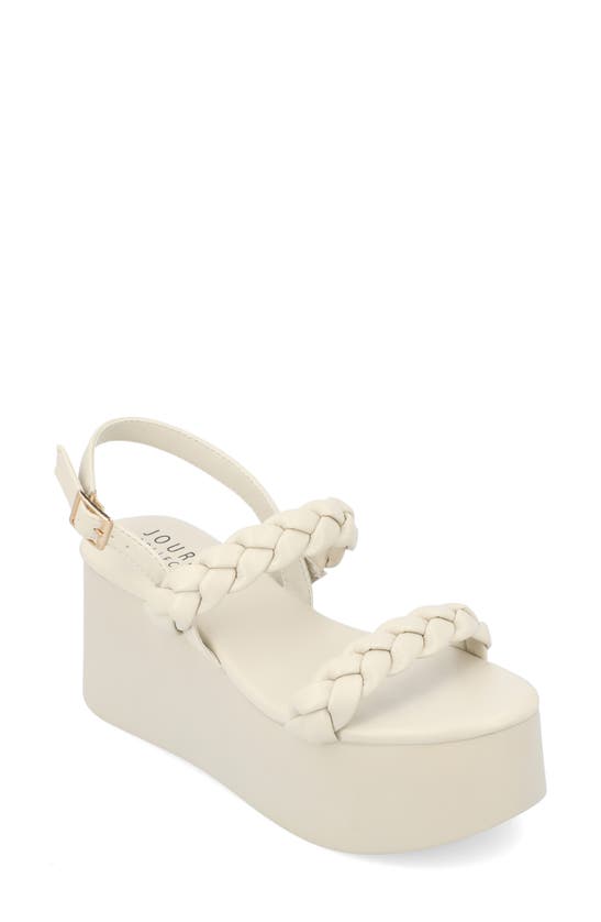 Journee Collection Zannah Braided Tru Comfort Platform Sandal In Stone