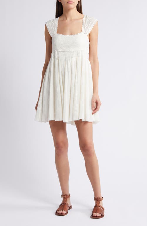 Free People Heartland Embroidered Bodice Cotton Minidress Ivory Combo at Nordstrom,