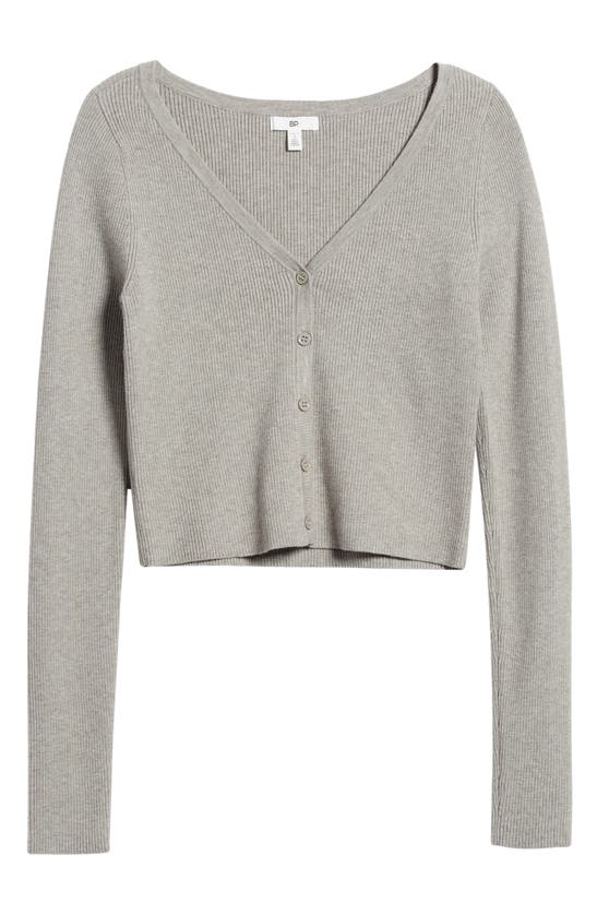 Shop Bp. Rib Crop Cardigan In Grey Heather