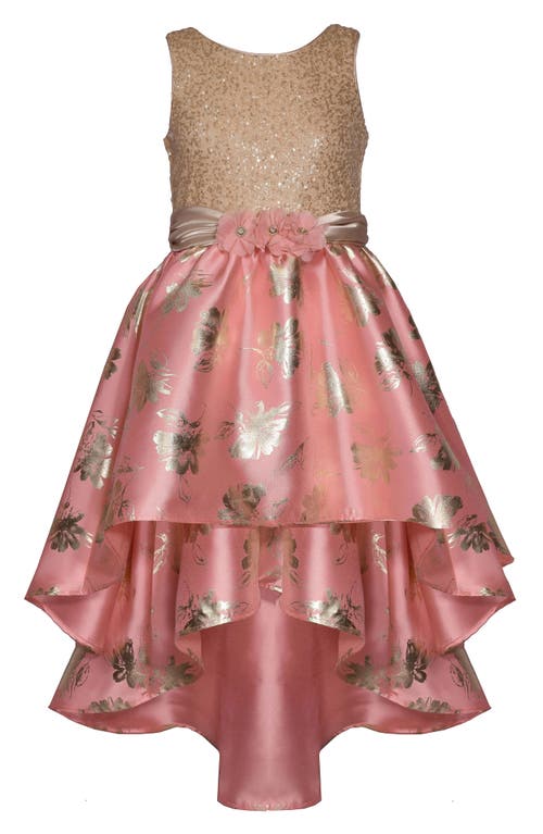 Iris & Ivy Kids' Foiled High-Low Mikado Dress in Blush at Nordstrom, Size 14