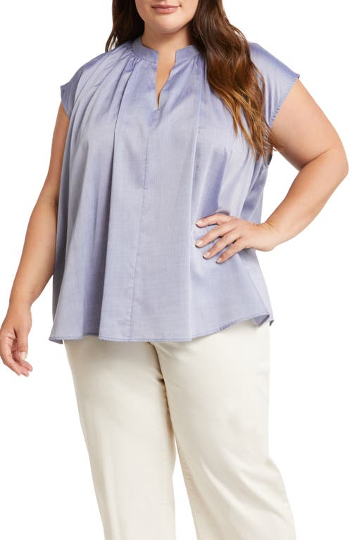 Finch Cotton Popover Top in Ice Blue