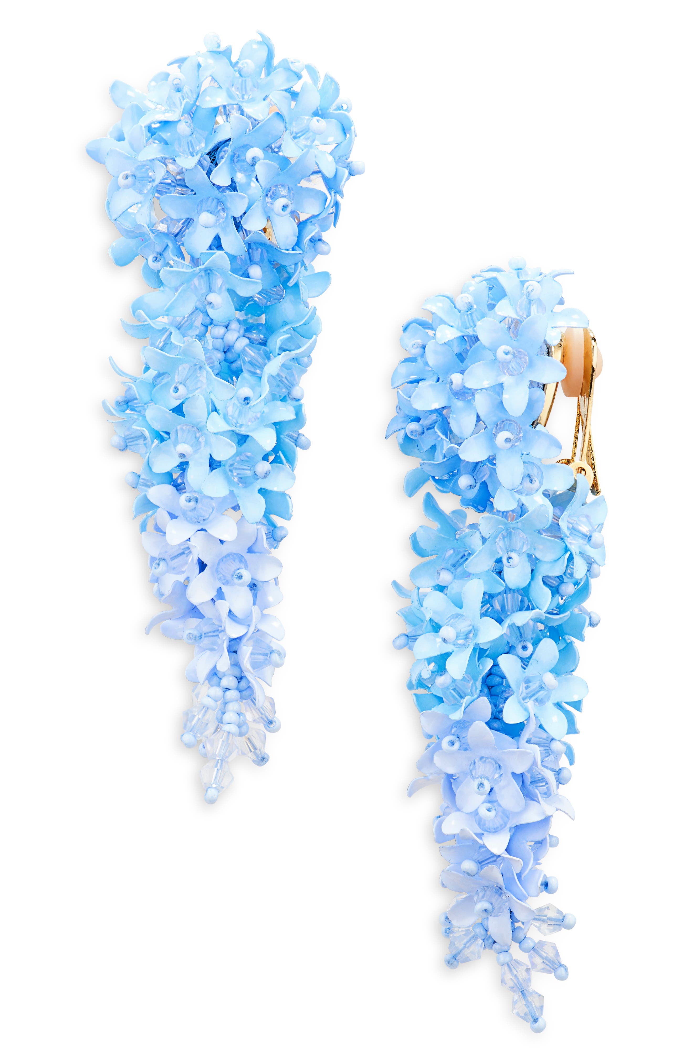 Oscar de la Renta Flower Cascade Clip-On Drop Earrings in Powder Blue Cover