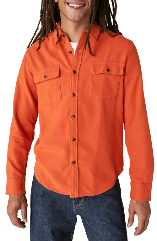 Lucky Brand Cloud Flannel Workwear Button-Up Shirt Orange at Nordstrom,