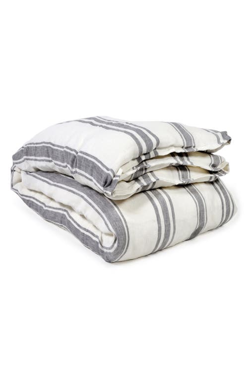 Pom Pom At Home Jackson Stripe Linen Duvet Cover In Grey/white