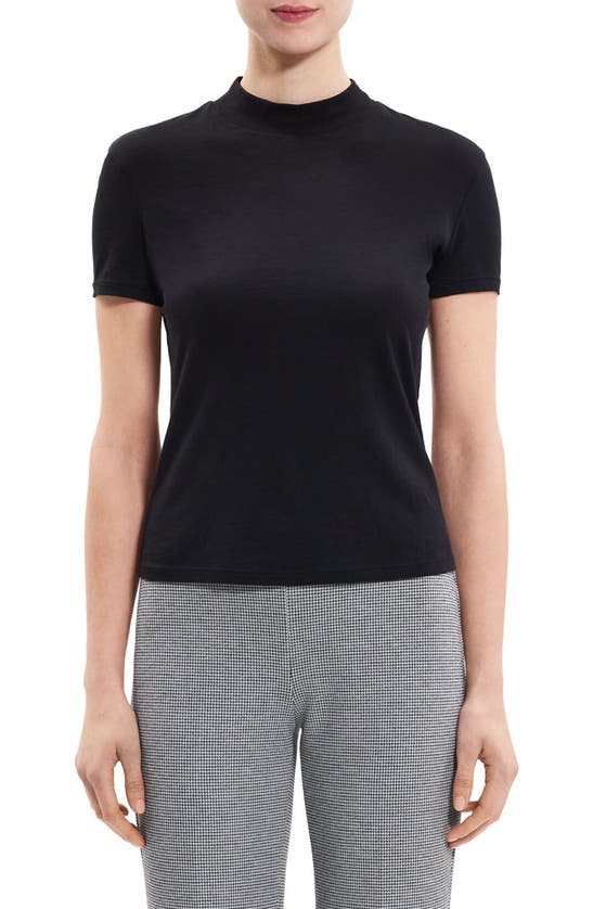 Theory Tiny Turtleneck Tee In Organic Cotton In Black