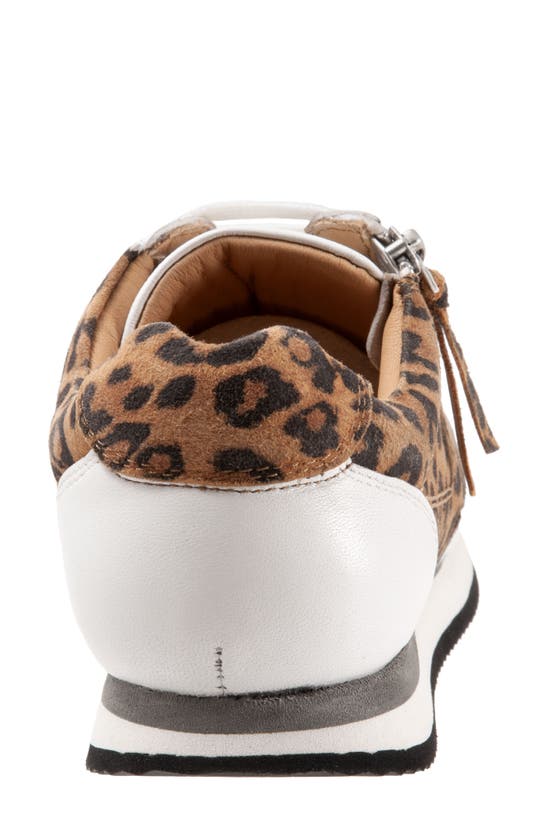 Shop Trotters Infinity Leather Sneaker In White Tan Cheetah