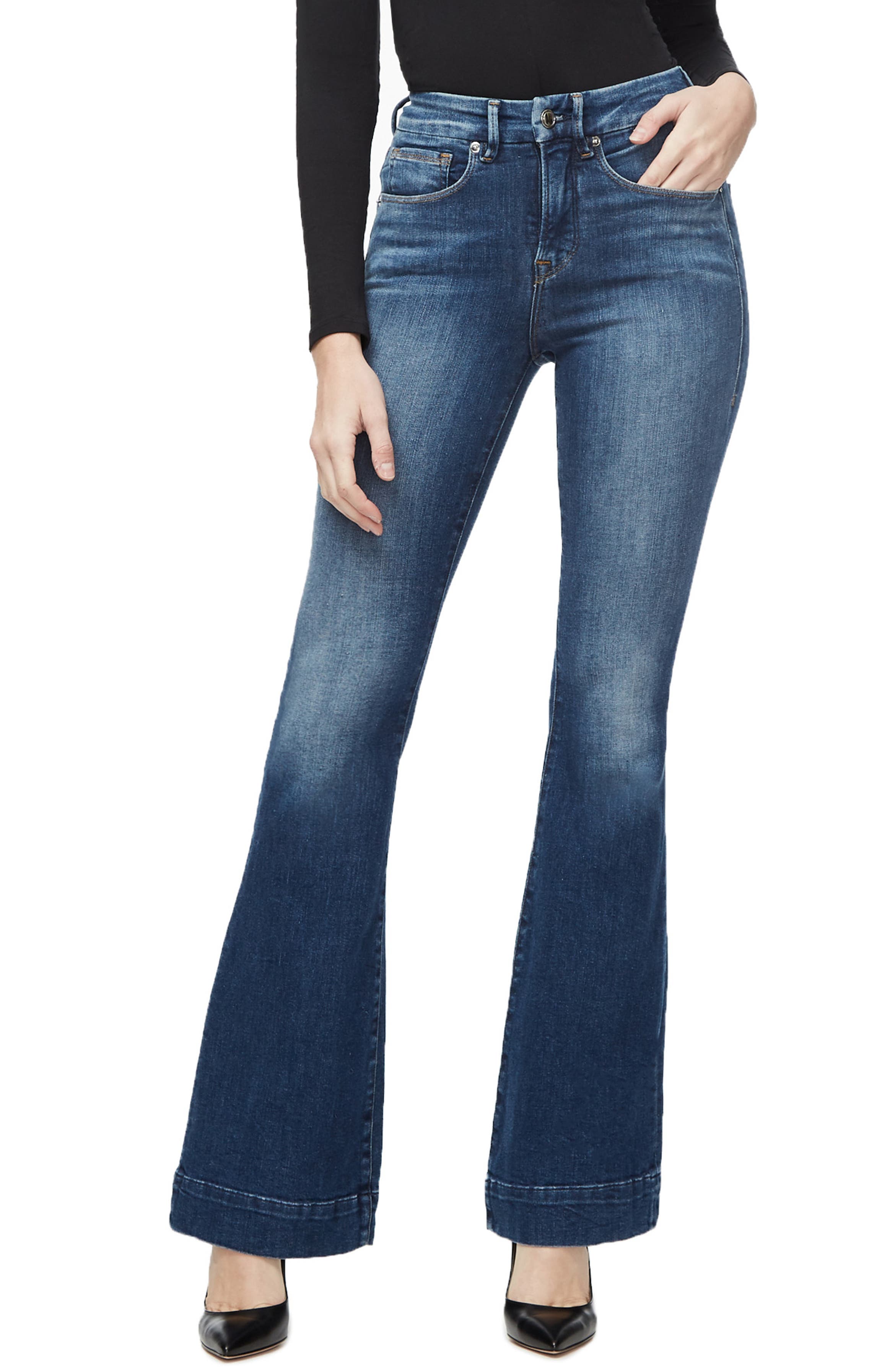 Good American Good Flare Trouser Jeans (Blue 293) (Regular & Plus Size ...