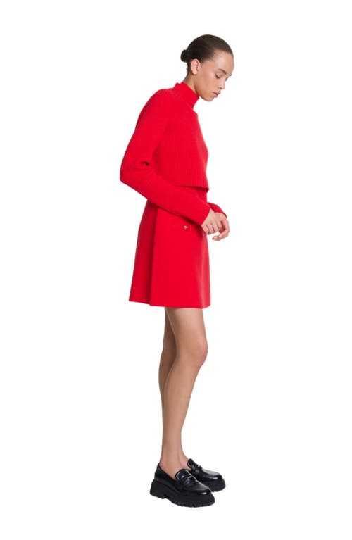 Shop Maje Knit 2-in-1 Short Dress In Red