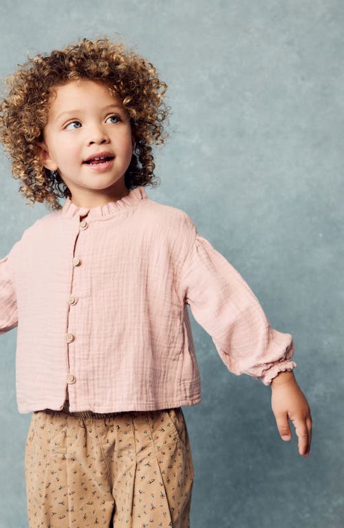 Next Kids' Cotton Gauze Shirt & Wide Leg Corduroy Pants Set In Pink