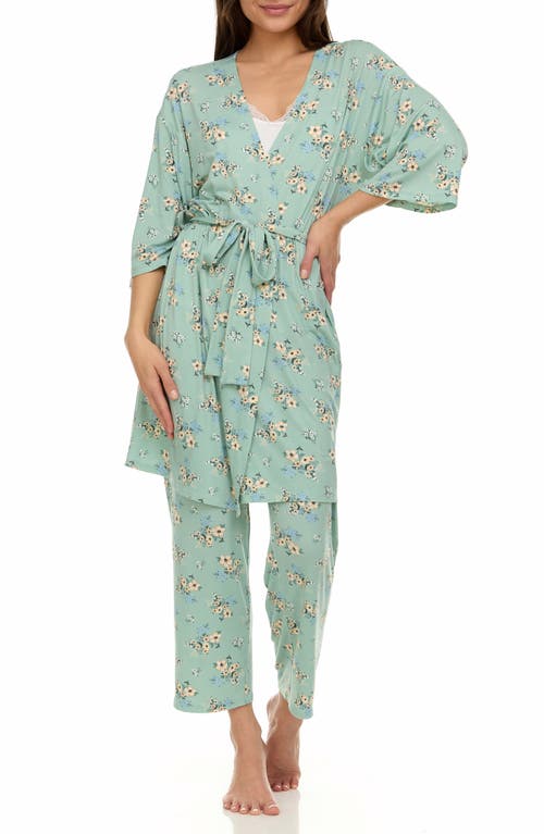 Flora By Flora Nikrooz Madison 3-piece Travel Pajamas In Sage