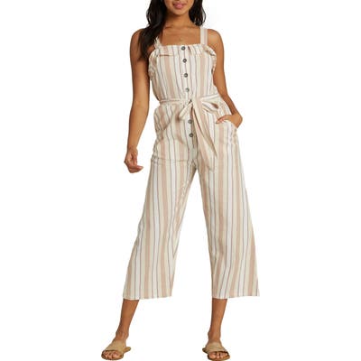 Billabong Sandy Toes Wide Leg Crop Jumpsuit, White