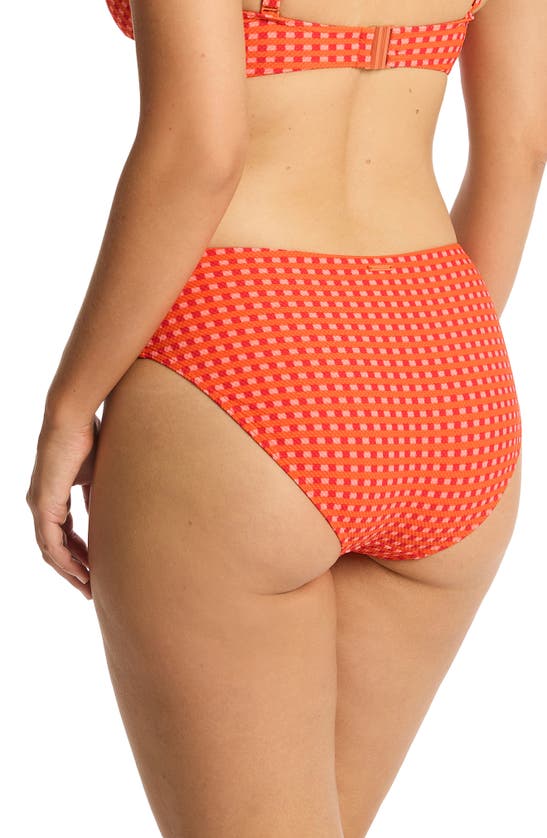 Shop Sea Level Checkmate Mid Bikini Bottoms In Red