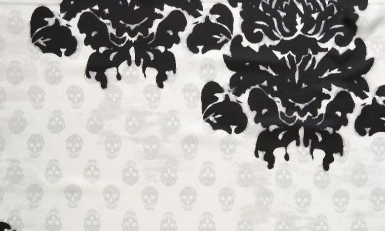 Shop Alexander Mcqueen Floral Skull Silk Square Scarf In Ivory/ Black