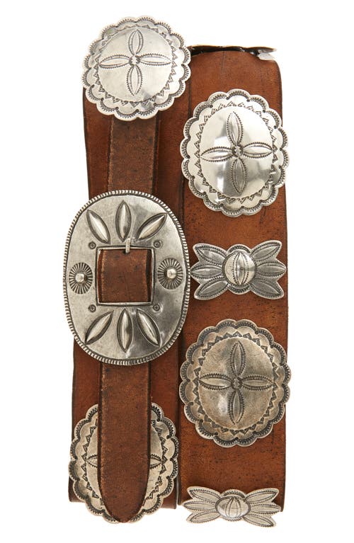 Concho Leather Belt in Brown