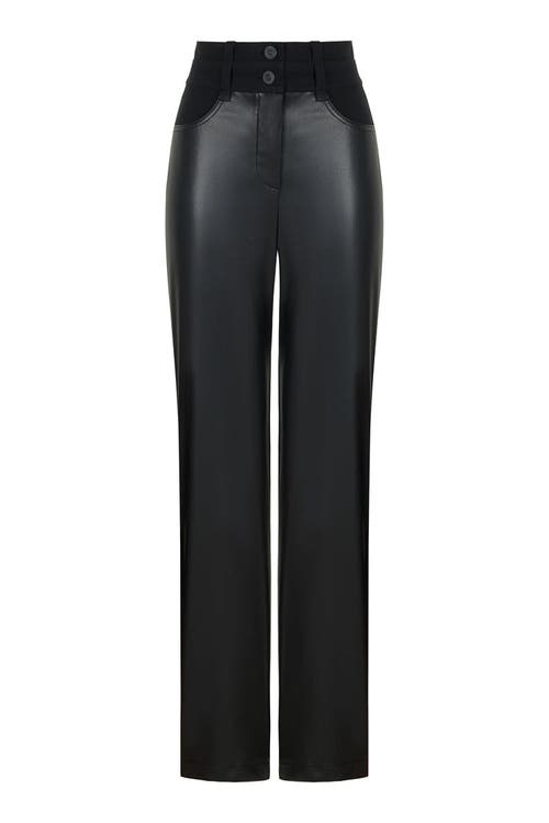 Nocturne Double Waisted Straight Pants in Black at Nordstrom