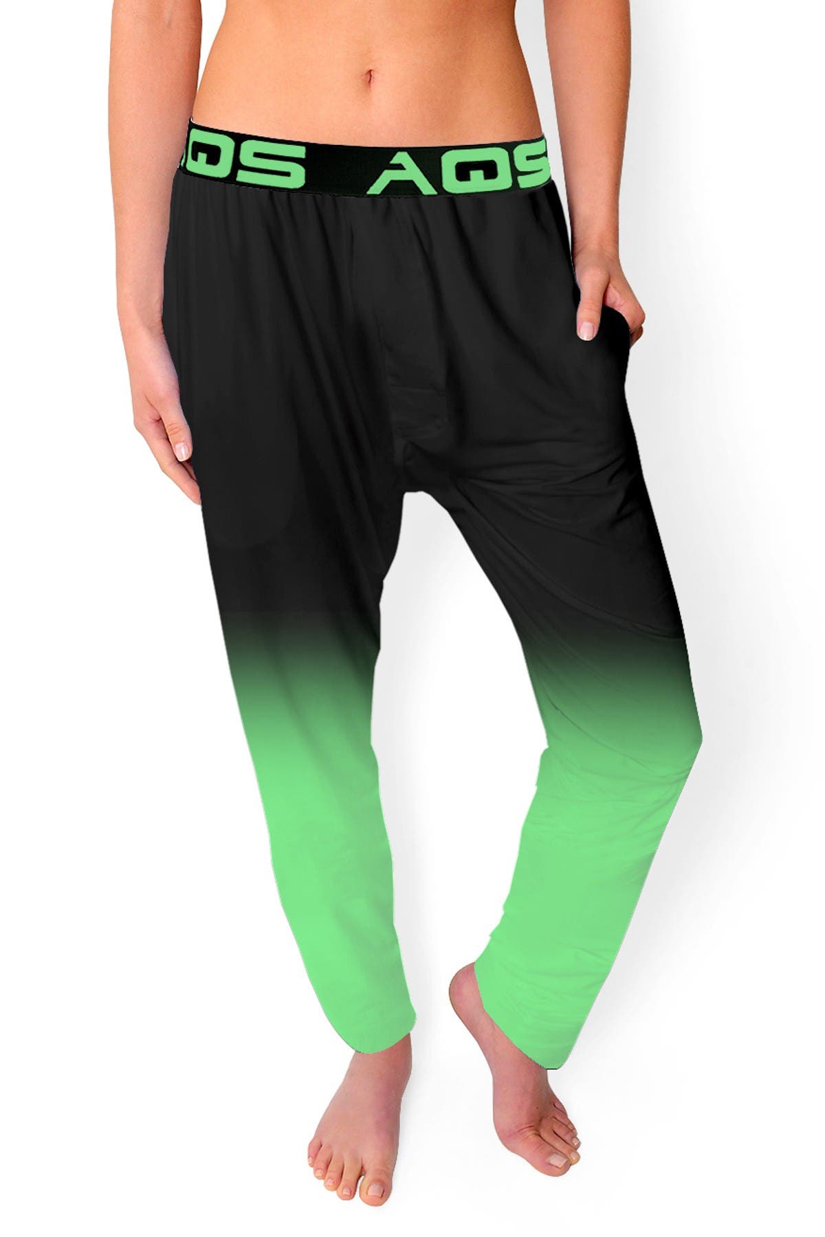 Aqs Ombre Lounge Pants In Black/mint Ombre