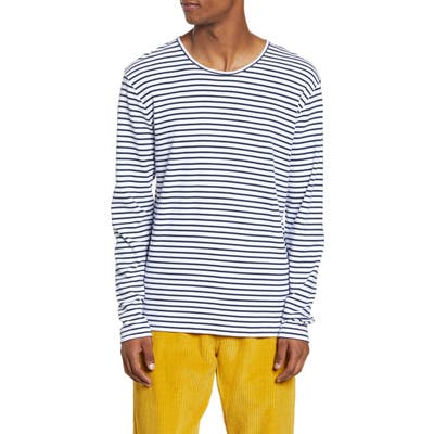 Wax London Duval Stripe Long Sleeve T-Shirt, Blue