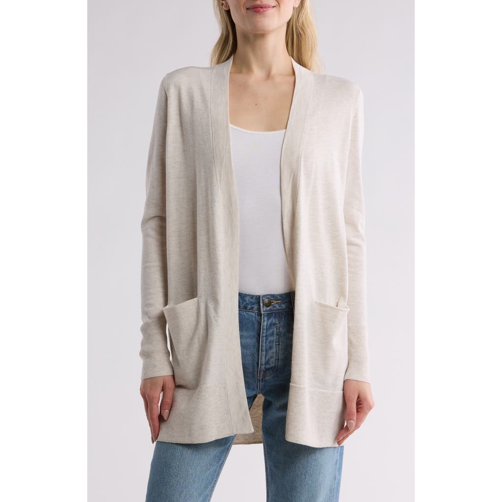 Nordstrom Open Front Cardigan In Beige Oatmeal Light Heather