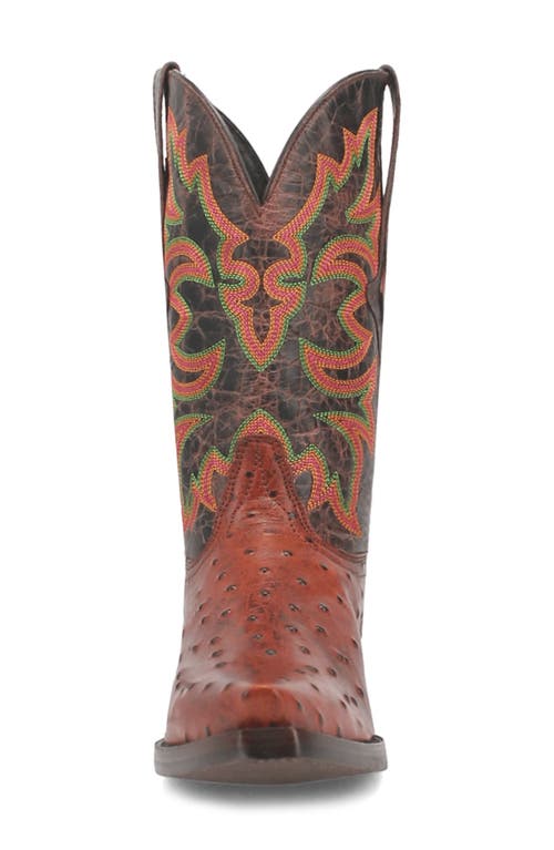 Dingo Outlaw Ostrich Embossed Cowboy Boot In Cognac