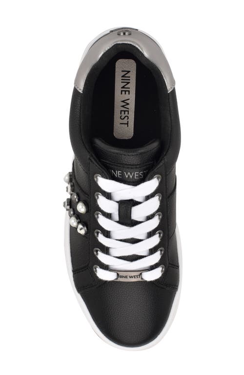 Nine West Gripes Platform Sneaker In Black/pewter