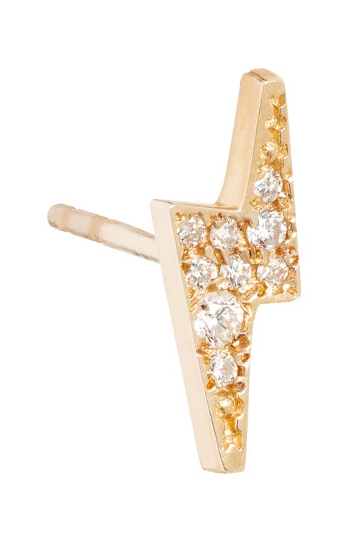 Anzie Single Lightning Bold Stud Earring In Yellow Gold