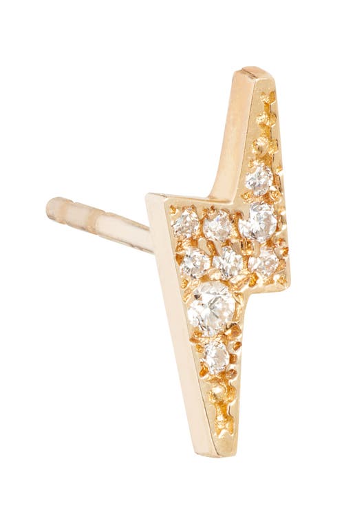 Shop Anzie Single Lightning Bold Stud Earring In Yellow Gold