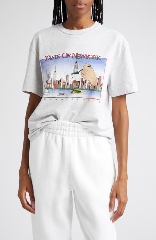 Alexander Wang Taste of New York Cotton Graphic T-Shirt in 050 Light Heather Grey