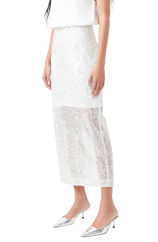 Grey Lab Sequin Maxi Skirt In White