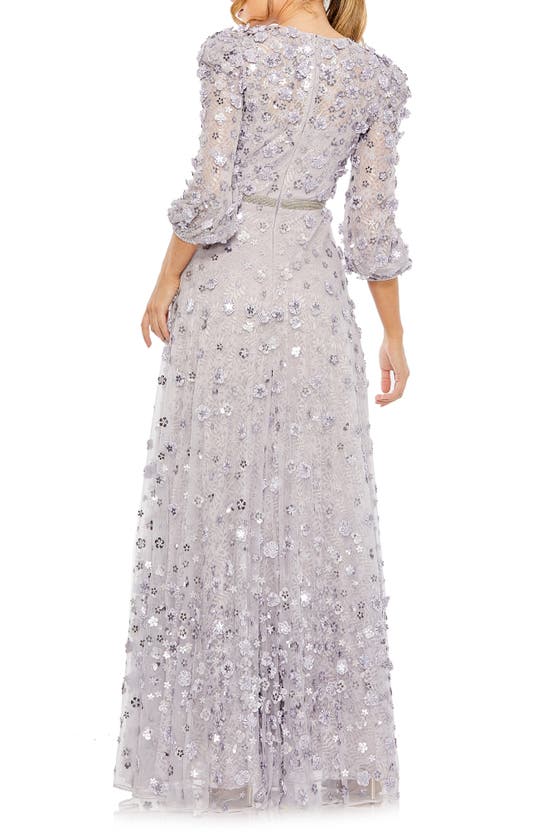 Shop Mac Duggal Floral Lace Gown In Lavender