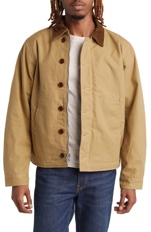 Dry Waxed Cotton Canvas Deck Jacket in Golden Khaki