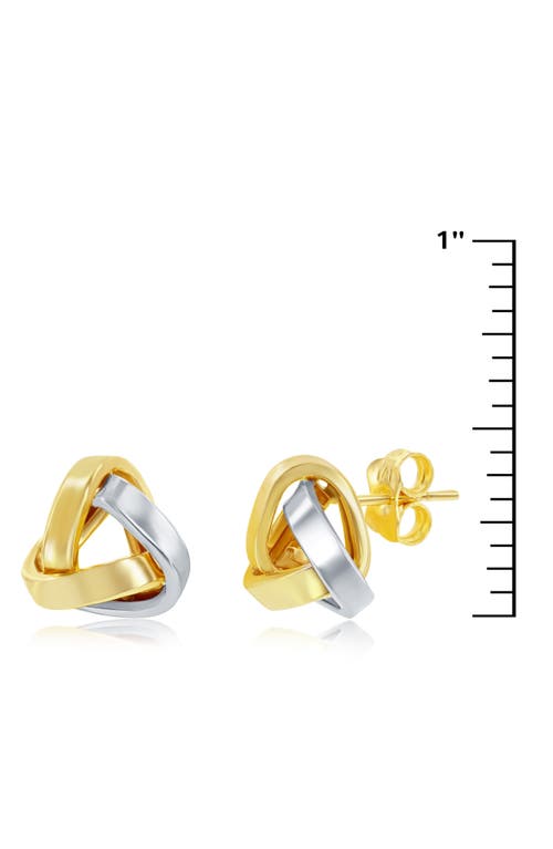 Shop Simona 14k Two-tone Gold Love Knot Stud Earrings In Gold/white