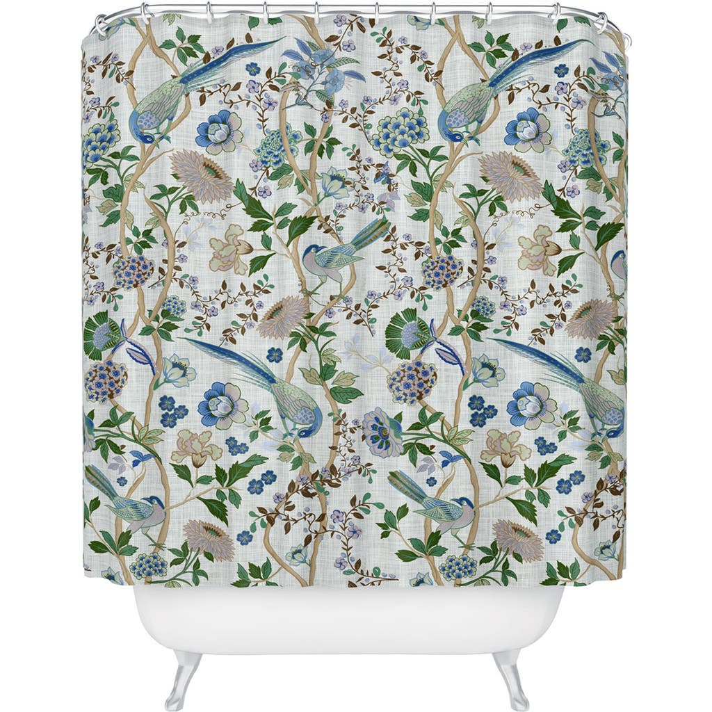 Deny Designs Peacock Birds Shower Curtain In Blue