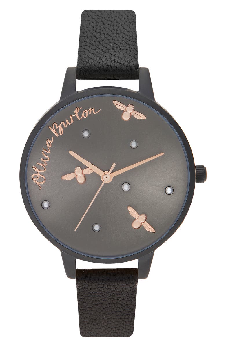Olivia Burton Pearly Queen Leather Strap Watch 34mm Nordstrom