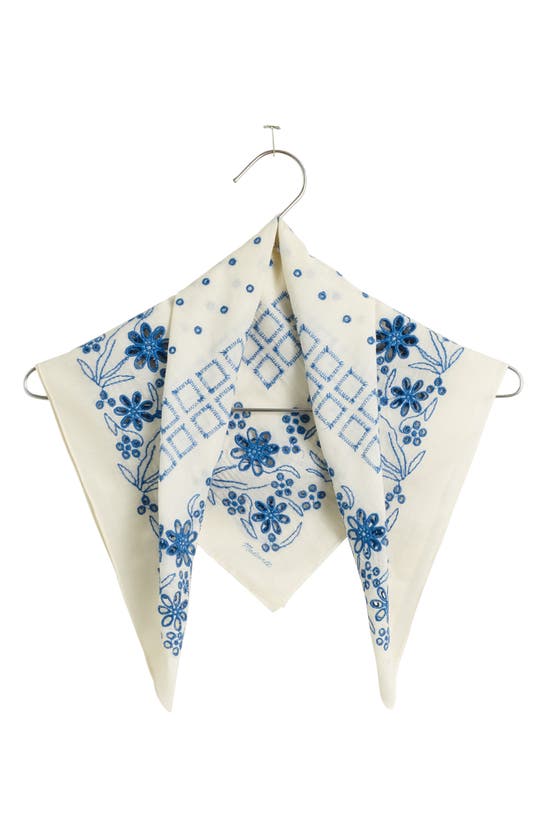 Shop Madewell Embroidered Floral Eyelet Organic Cotton Bandana In Antique Cream