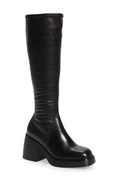 Brooke Knee High Platform Boot in Black Leather