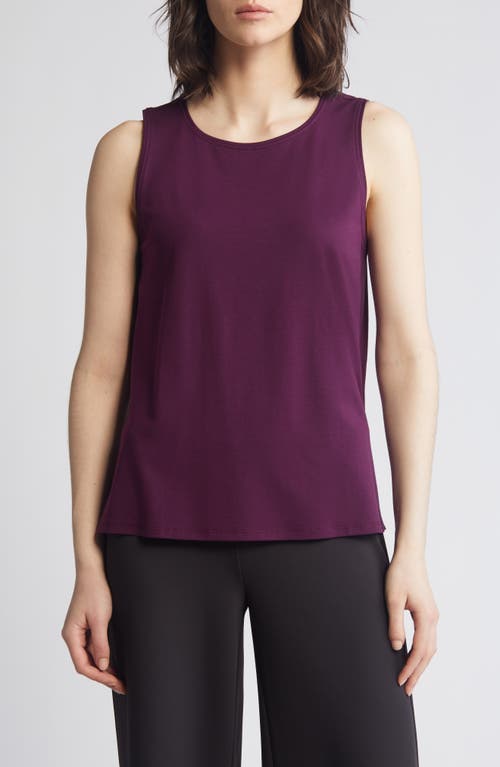 Shop Eileen Fisher Crewneck Jersey Tank In Blackberry