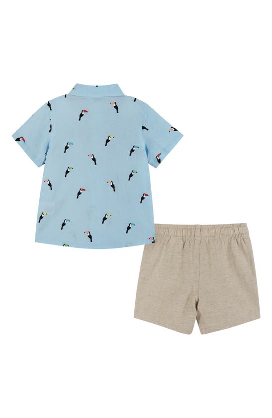 Shop Andy & Evan Button-up Shirt & Shorts Set In Blue Toucan