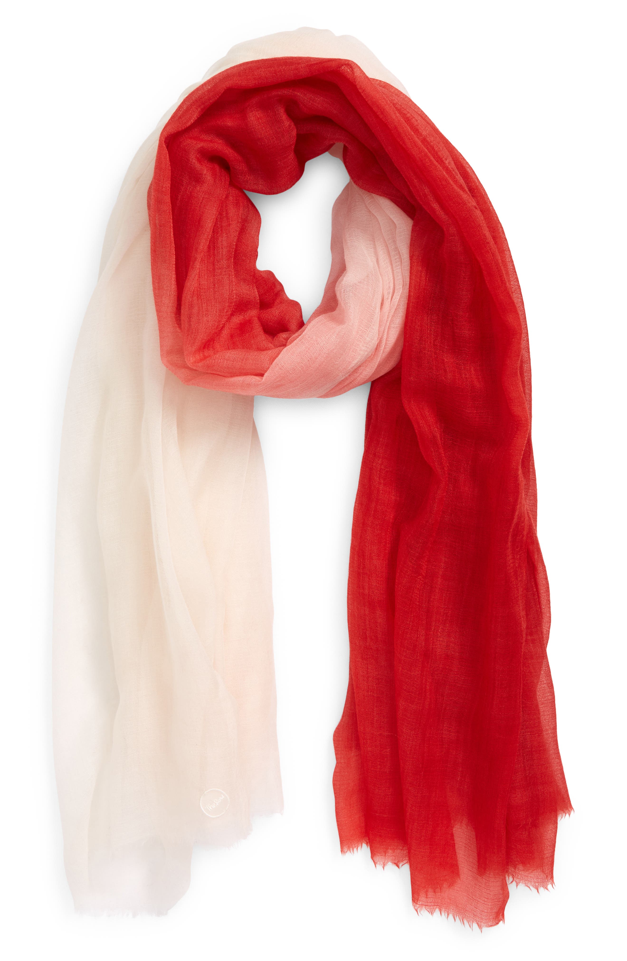The Row Anju Ombre Cashmere Scarf in Ivory/Red at Nordstrom