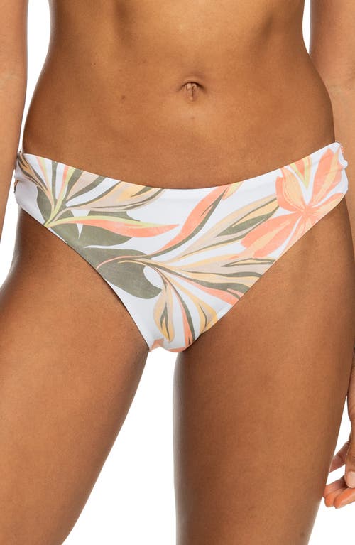 Roxy Beach Classic Strappy Side Hipster Bikini Bottoms in Bright White Subtly