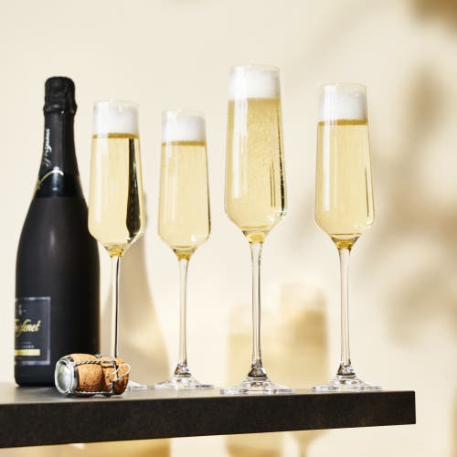 Viski Reserve Inez Crystal Champagne Flutes Set Of 4 In Clear