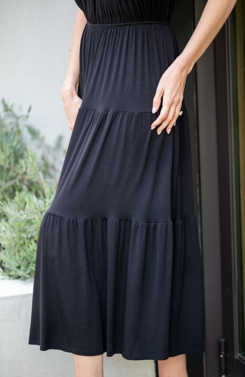 Jjwinks Bon Voyage Built-in Shelf Tiered Midi Dress In Black